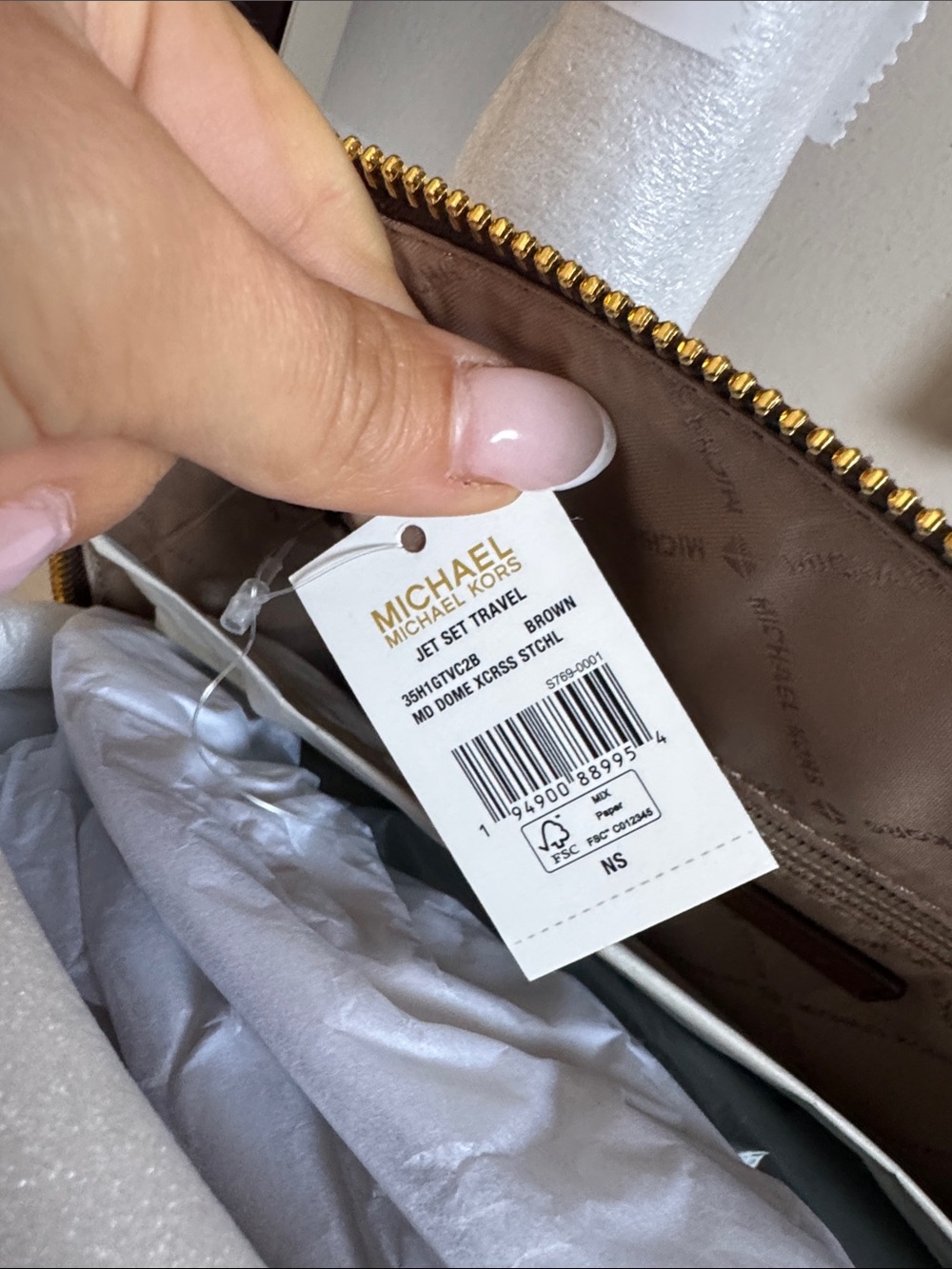 Michael Kors Brown MK Signature Dome Satchel with Gold Logo - Picture 3 of 5